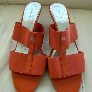 Etienne Aigner Orange Double-Band Slide Mules